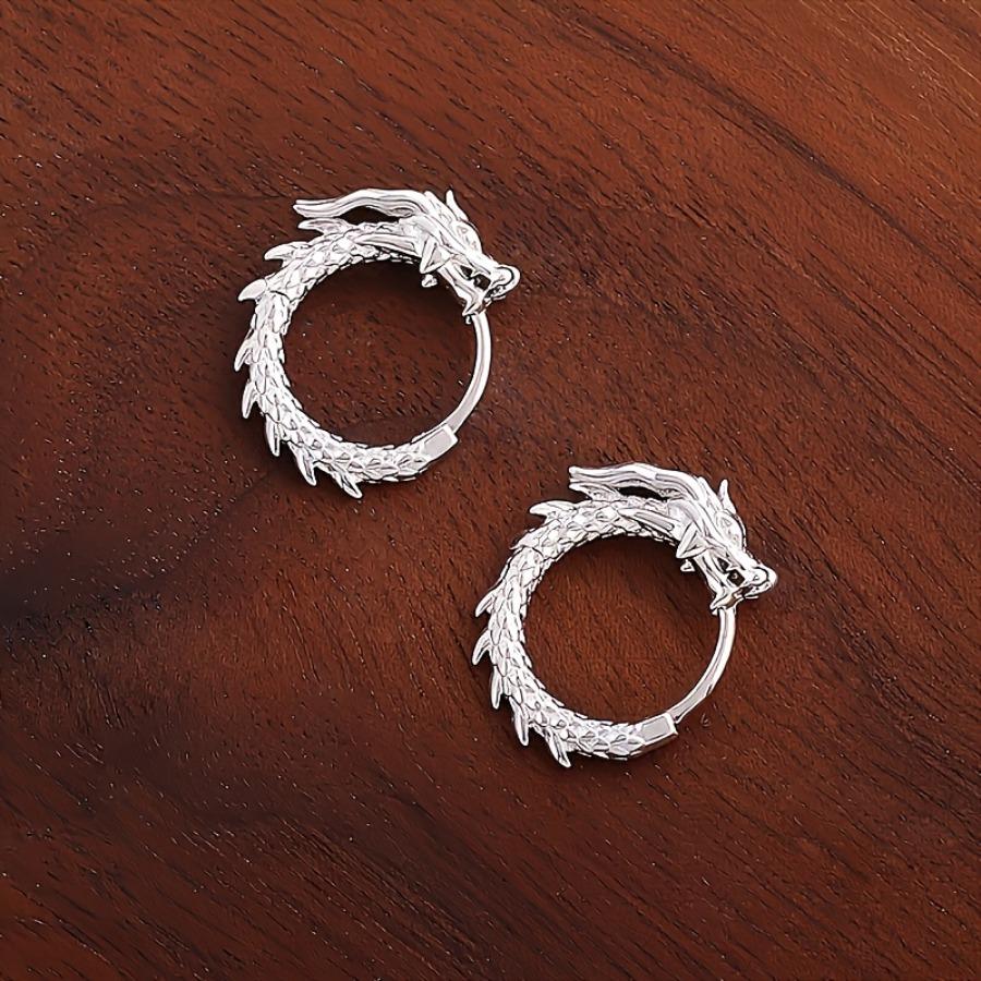 2pcs Silvery Dragon Earrings, Mini Fashion Dragon Ear Buckles, Unisex, Suitable for Casual Parties, Homecoming/Independence Day