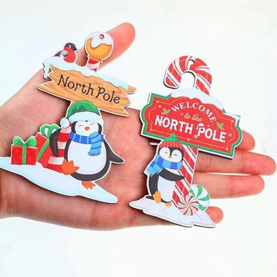 Yousheng 12/24/36Pcs Christmas Wooden Hanging Decoration Farmhouse Rustic Holiday Party Winter Xmas Tree North Pole Hanging Ornament Sign