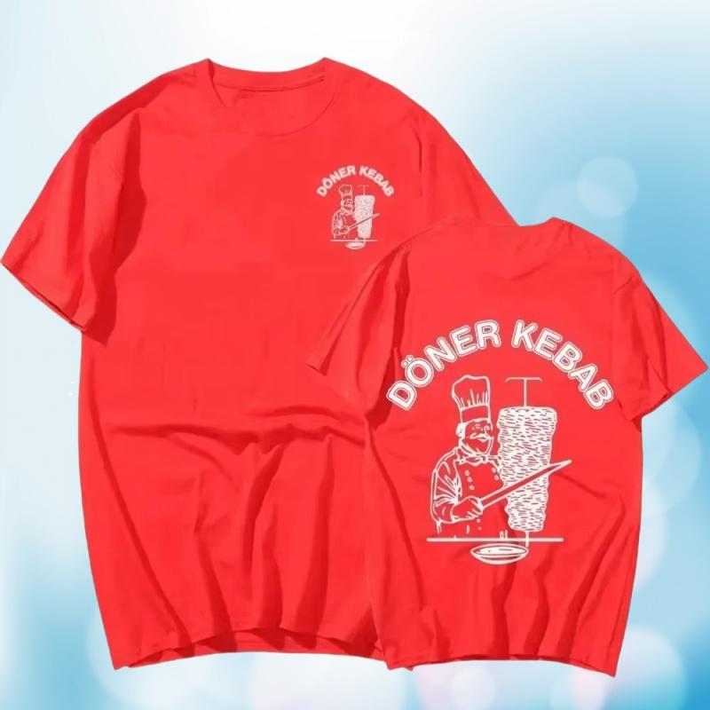 Large Cotton Men's Doner Kebab Fun Pattern Printed T-shirt Summer Men's Fashion Round Neck Short Sleeve T-shirt Street Wear