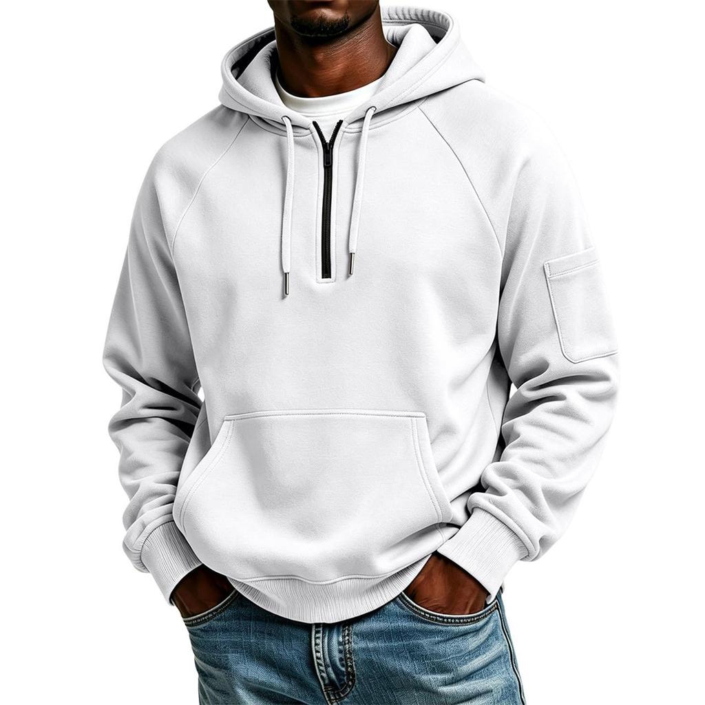 Men's Casual Raglan Long Sleeve Hooded Sweatshirt with Round Neck for Athletic and Everyday Wear