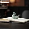 Green Sand Stone Zodiac Horse Tea Pet Ancient Flowerpot Landscaping Tea Figurine Play Toys Tea Statue Ornaments Can Be Raised