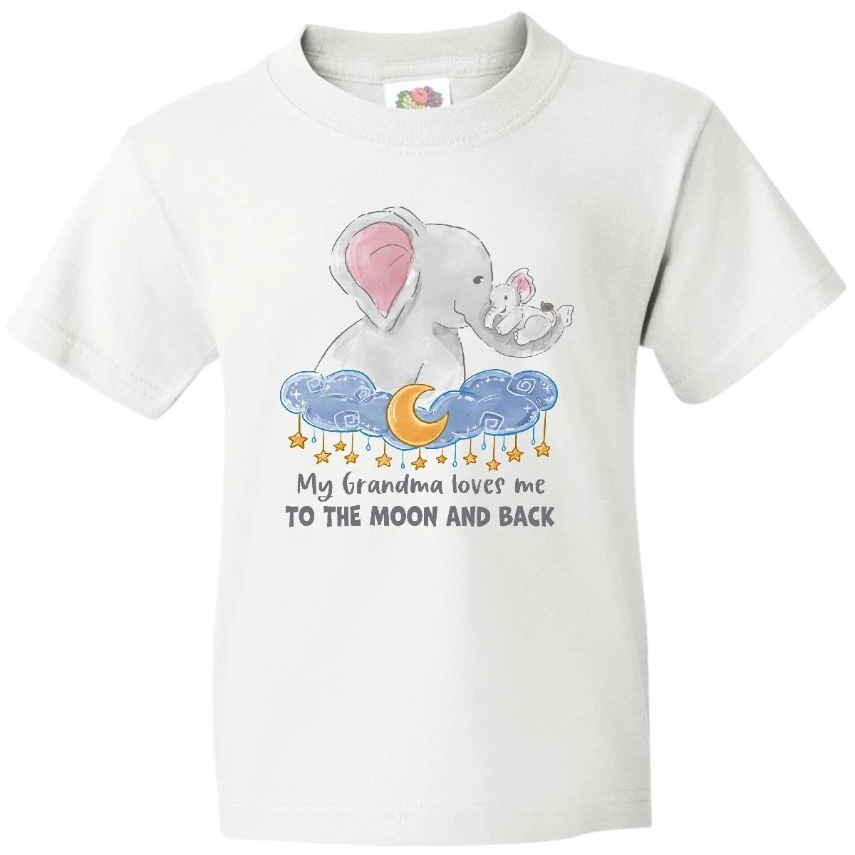 Inktastic My Grandma Loves Me To The Moon And Back Elephant Family Youth T-Shirt 100