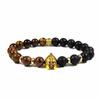 Natural Stone Tiger Eye Elastic Bracelet with Lion Beads – European & American Style