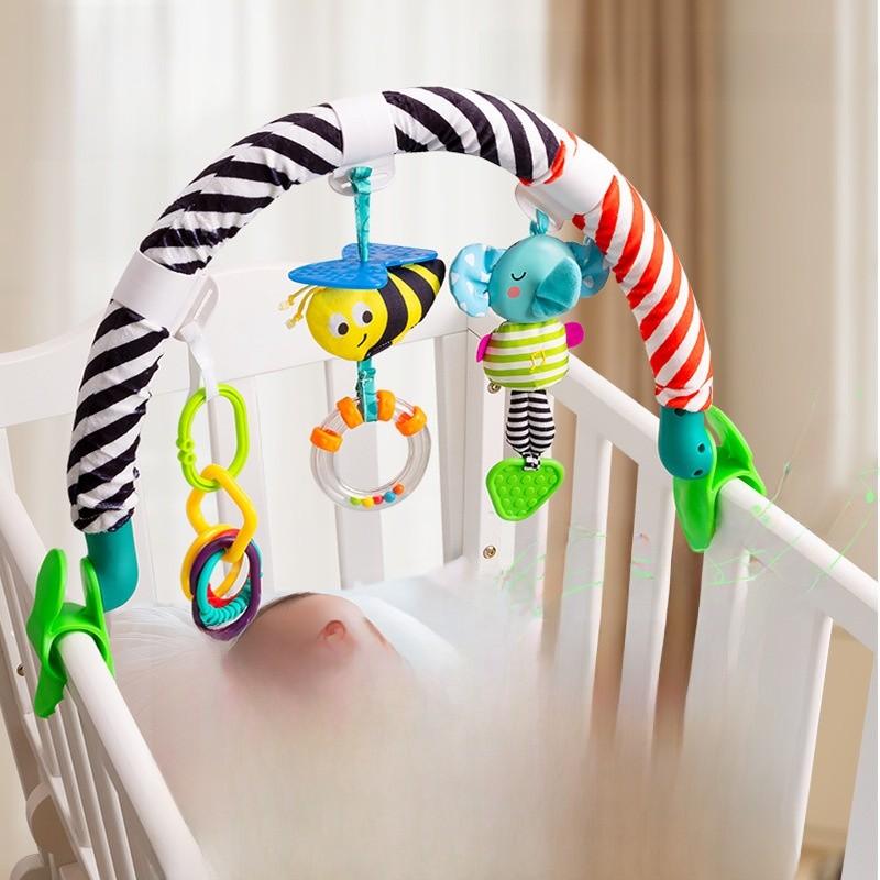 Baby Mobile Clip With Rattles And Soft Fabric Toy For Infant Sensory Development