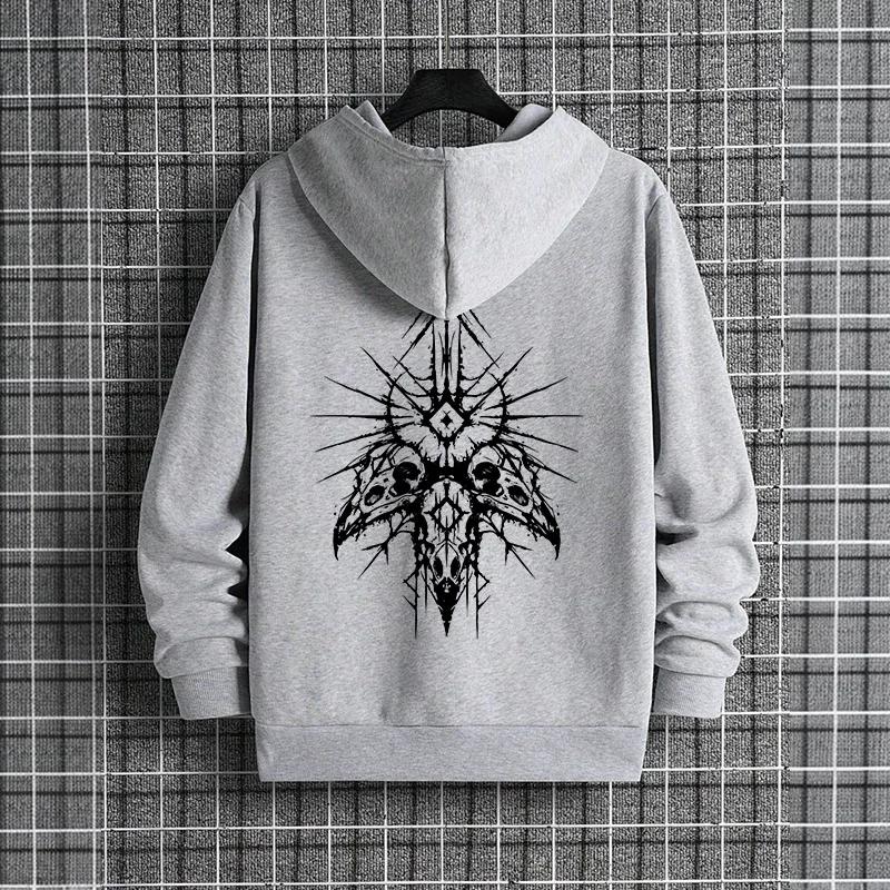 New autumn and winter fashion men's casual jacket 666 Cross Special Devil theme print men's hoodie outdoor sweatshirt