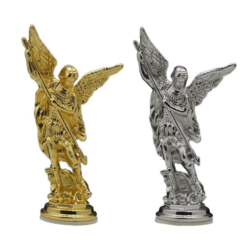 Saint Michael Archangel Figurine, Sacred Angel Michael's Sculpture, Zinc Alloy Statue for Home Desk Decor