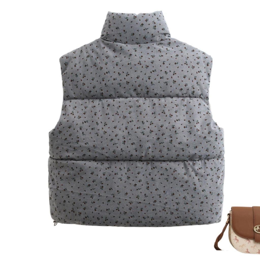 Design sense small floral vest women's short autumn and winter new sleeveless vest women's vest jacket