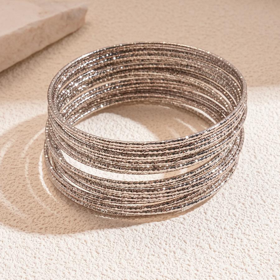 20-Piece set of exaggerated multi-layer circle bracelets, simple geometric bracelets