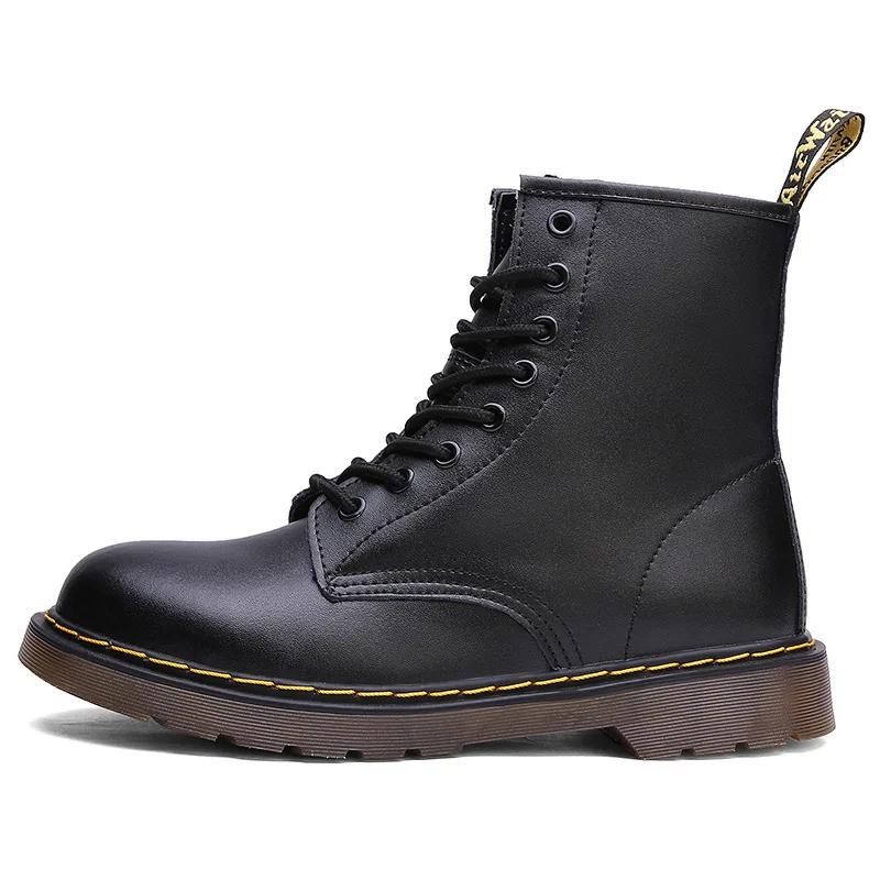 Fashion Genuine Leather Men Classic Six Hole Boots Fashion British Style Riding Short Ankle Boots Outdoor Boots Size 35-48 Women's Boot