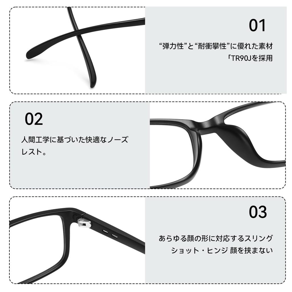 Blue Light Blocking Fashion Blue Light Blocking UV Frost Black [Dollger] Glasses, Glasses, Eyeglasses, Non-Prescription, Protection, Lightweight,