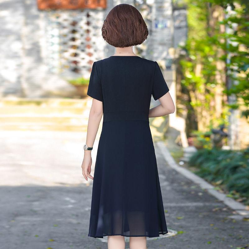 Summer Dress Women's Loose Large Size Chiffon Dress Short Sleeve