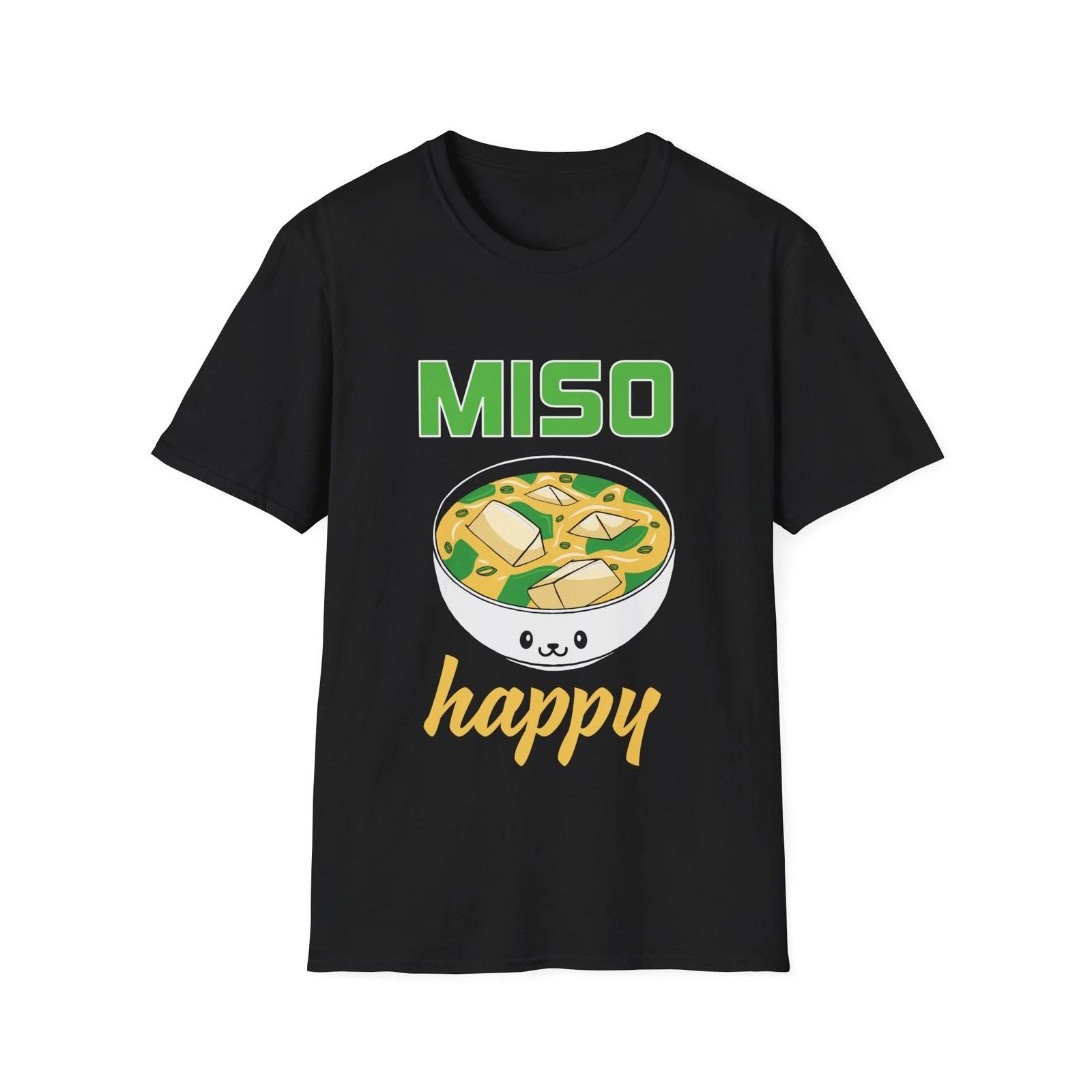 

Miso Happy Bowl Graphic T Shirt Kawaii Ramen Soup Food Anime Cute Tee XL