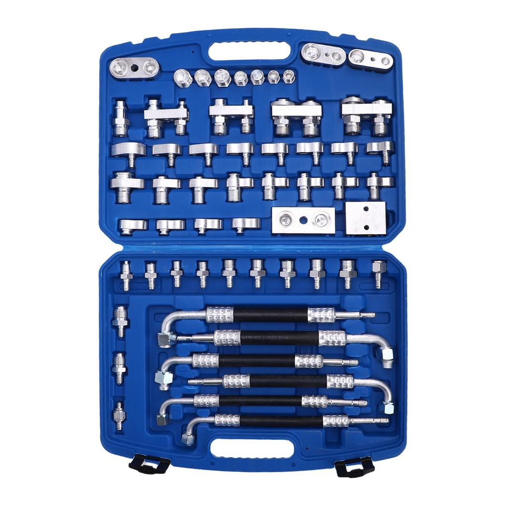 56pcs Automotive Air Conditioning Leak Test Kit Brass Air Conditioner Leak Detection Tool Repair Kit for Car Truck Auto