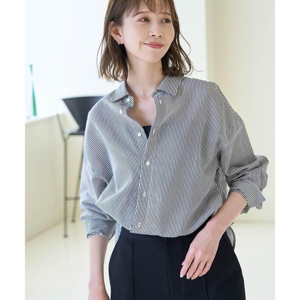 ROPE PICNIC Silk Blend Blue Can Be Used As a Sweater Women's Shirt, (44),