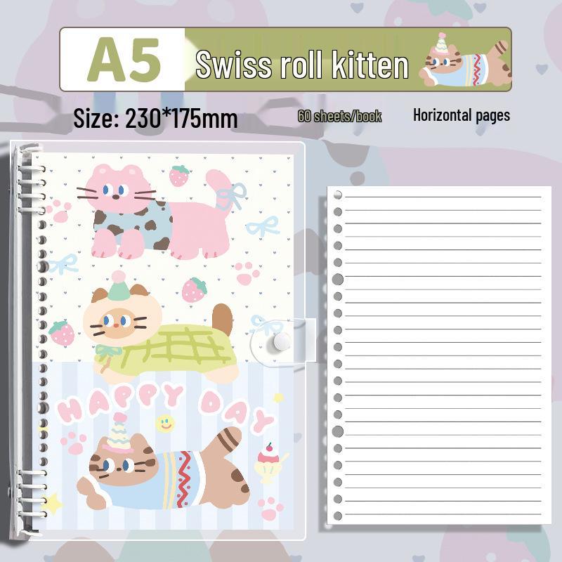 Small Animal Transparent PVC Loose-Leaf Notebook with Student-Friendly Soft B5 Cover and Iron Clip