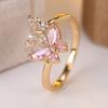 European and American New Butterfly Shaped Ring with Micro Inlaid Zircon and Adjustable Opening for Trendy Jewelry