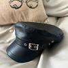 Trendy PU Leather Beret Hat Gothic Lolita Punk Cap Versatile Beret Retro Flat Tops Visor Newsboy Cap Painter Hat Octagonal Cap
