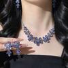"Amethyst Flower" Light Luxury Flash Purple Flash Diamond Flower Spring and Summer Sweet Clavicle Chain Necklace Earrings Set Female