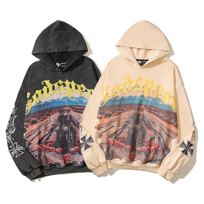 Godspeed 2025 Fall Winter Cotton Hoodie Streetwear Oversized Graphic Print Sweatshirt Men