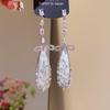 Silver Needle Diamond Tassel Drop Earrings: Elegant, Fashionable, Statement Design