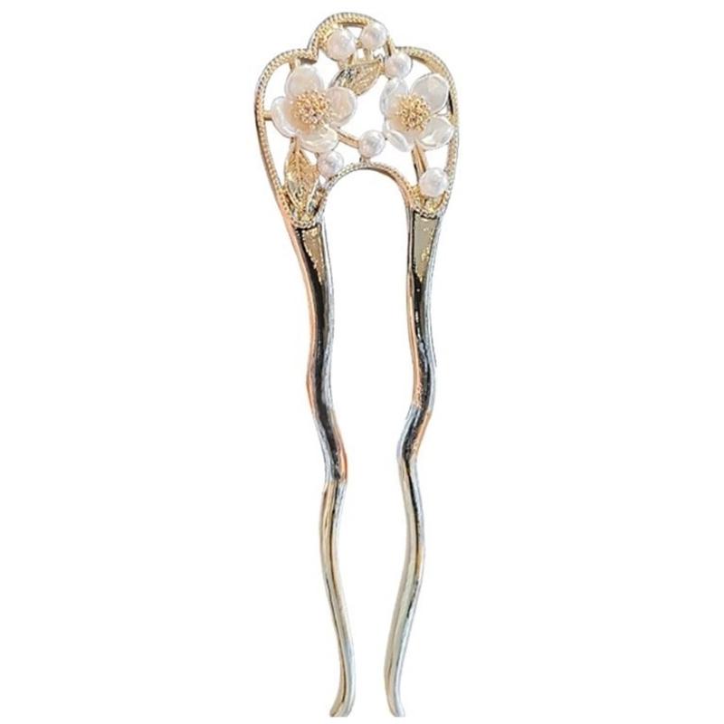 

Traditional Artificial Pearls Flower Hair Clip With U Shape Design Cultural Event Hairpin For Women Girl Costume Props 1