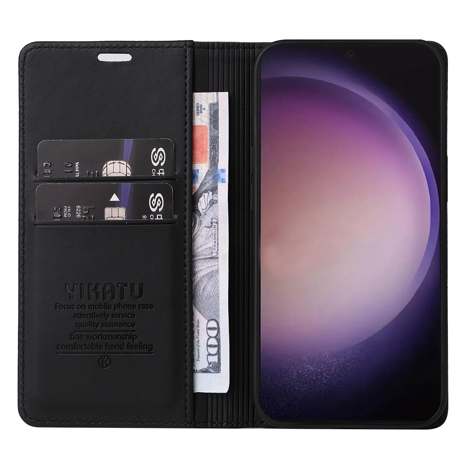 

YIKATU YK-001 for Samsung Galaxy S24 Ultra Case PU Leather Magnetic Wallet Phone Cover Black