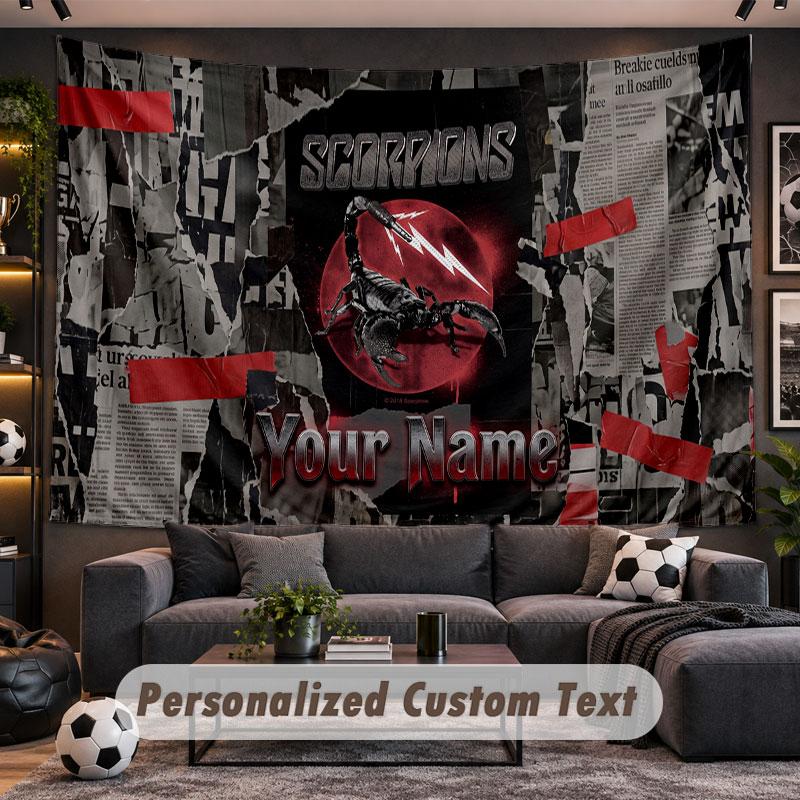 Wall Hanging Tapestry Custom NameScorpions Pattern Personalized Printed Fabric Wall Decor