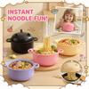 Magnetronbestendige Cartoon Instant Noedelkom, Grote Plastic Ramenkom Voor Studenten, Schattige Kinderborden Set, Zesdelige Zeef Set
