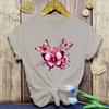 Flowers Butterfly Print Tshirt Summer Fashion Casual Short Sleeve Round Neck Tops Women/Mens T-Shirts
