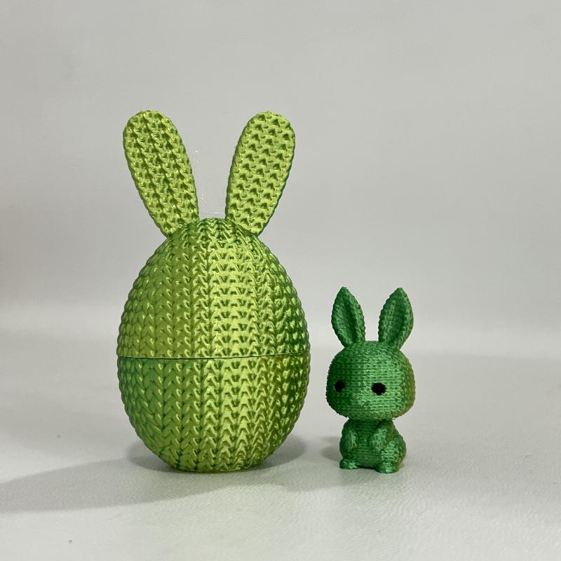 

2Pcs 3D Printed Easter Bunny Egg Prefilled Decorative Basket Stuffers For Spring Easter Egg Decor Lattice Texture Easter Egg A2