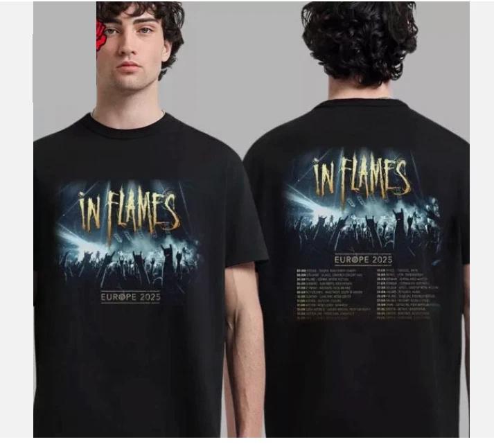 In Flames Europe Tour 2025 Tour Date List Two Sides Unisex T-Shirt L