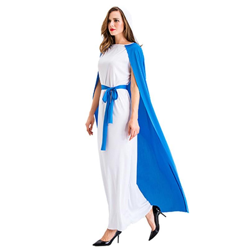 Halloween Greek Mythology Virgin Mary Dress Cape Cosplay Costume Stage Performance