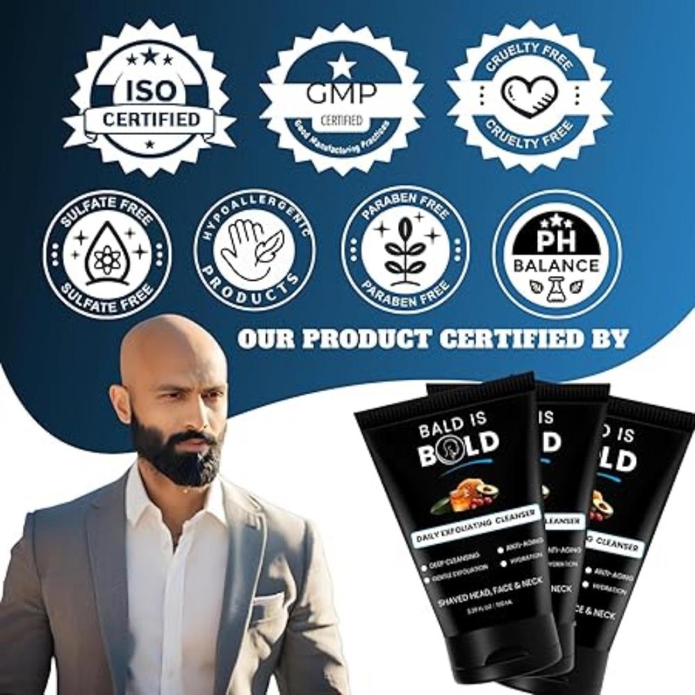 Tägliches Peeling-Reinigungsmittel & Peeling für kahle & markante Köpfe | Rasierter Kopf & Haarloser Kopf Pflege | 100 ML