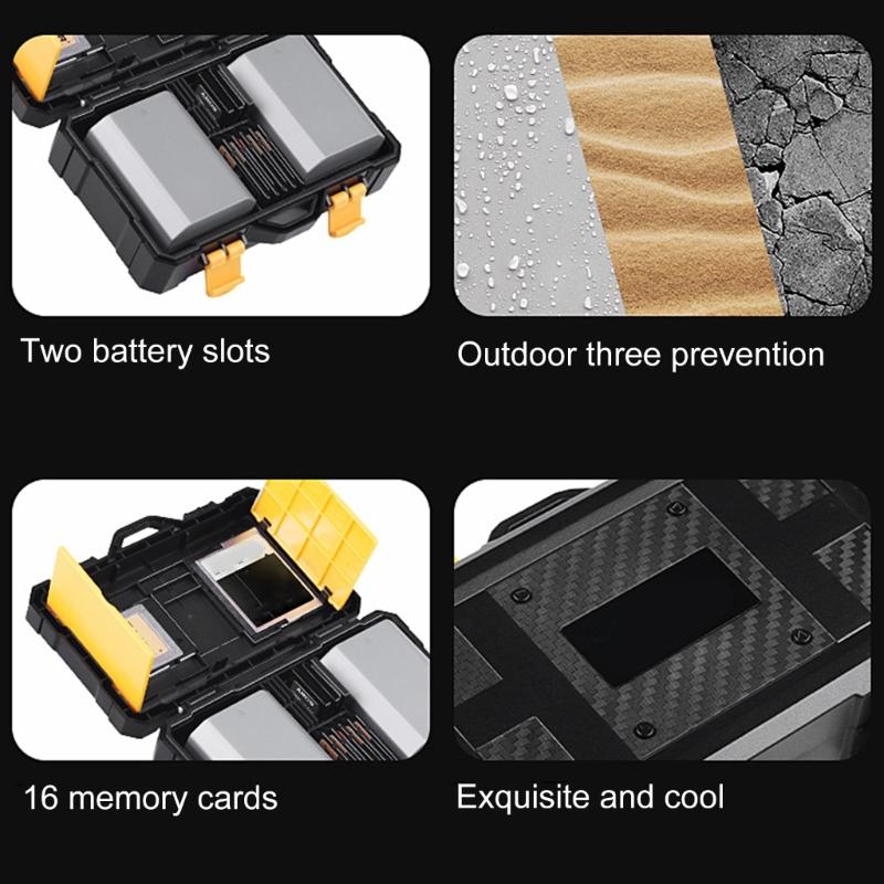 Multifunction Camera Accessory Organiser Box Case for Multiple Battery Types and Memory Cards with Easy Access Slots