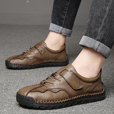 Four Seasons Men's Shoes Large Size Low Top Hand Stitching Fashion Men's Casual Leather Shoes Low Top Trendy Shoes