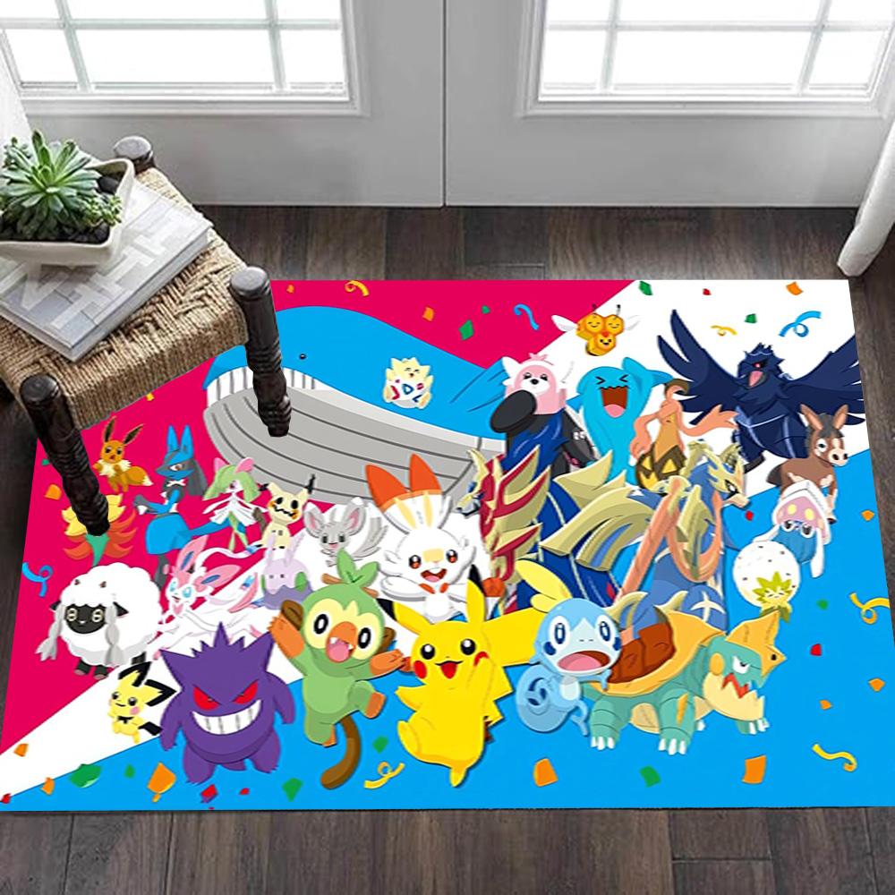 Pokemon Go Pikachu Poster Decoration,Carpet,Living Room,Bedroom, Non-slip,Square rug