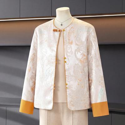 Elegant New Chinese Style Jacquard Patchwork Coat