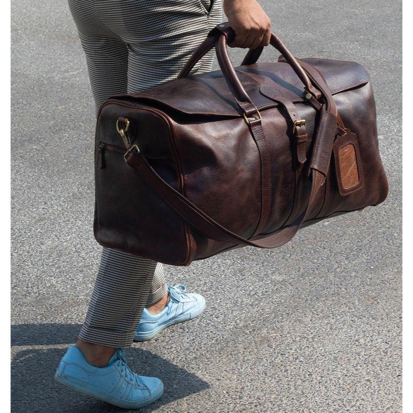 Full-Grain Leather Weekender Bag: Monogrammed Carry-On Duffle