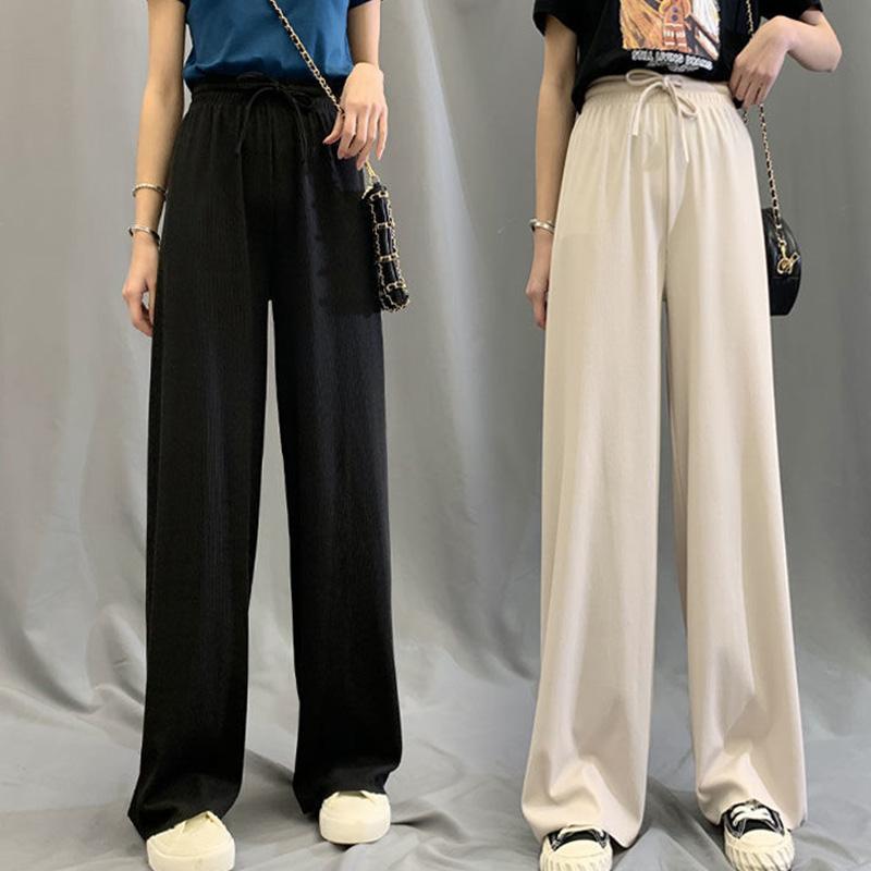 1PC Slim Kalhoty Kalhoty Široké nohavice Rovné kalhoty Ledové Hedvábné Stahovací Šňůrka Neformální Ženy