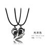 2Pcs Magnetic Couple Necklace For Women Men I Love You 100 Languages Projection Necklace Heart Shape Pendant Necklace Zircon