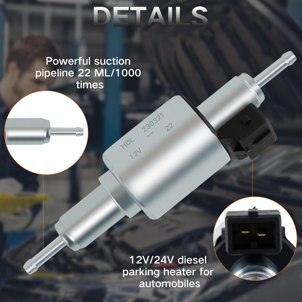 Car Diesel Heater Oil Fuel Pump 12V 24V Pulse Metering Gas Inline Car Air Parking Heater Oil Fuel Pump Auto Heaters Accessories