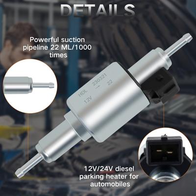 Auto Diesel Heizung Öl Kraftstoffpumpe 12V 24V Impuls Dosierung Gas Inline Auto Luft Standheizung Öl Kraftstoffpumpe Autozubehör