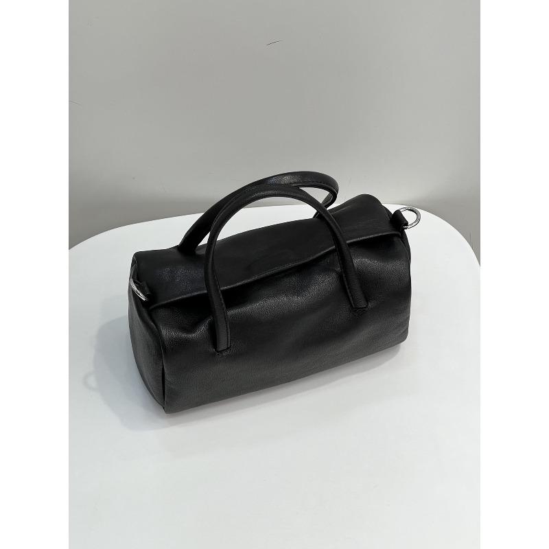 

2025 Корейская новая женская сумка, высококачественная сумка для боулинга в стиле ретро, универсальная сумка большой вместимости для поездок на работу, сумка-багет 20x10x10cm чёрный