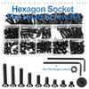 NINDEJIN Hex Hexagon Socket Countersunk Head Screw Kit M2 M2.5 M3 M4 M5 M6 Carbon Steel Flat Head Bolt and Nut Screw Set