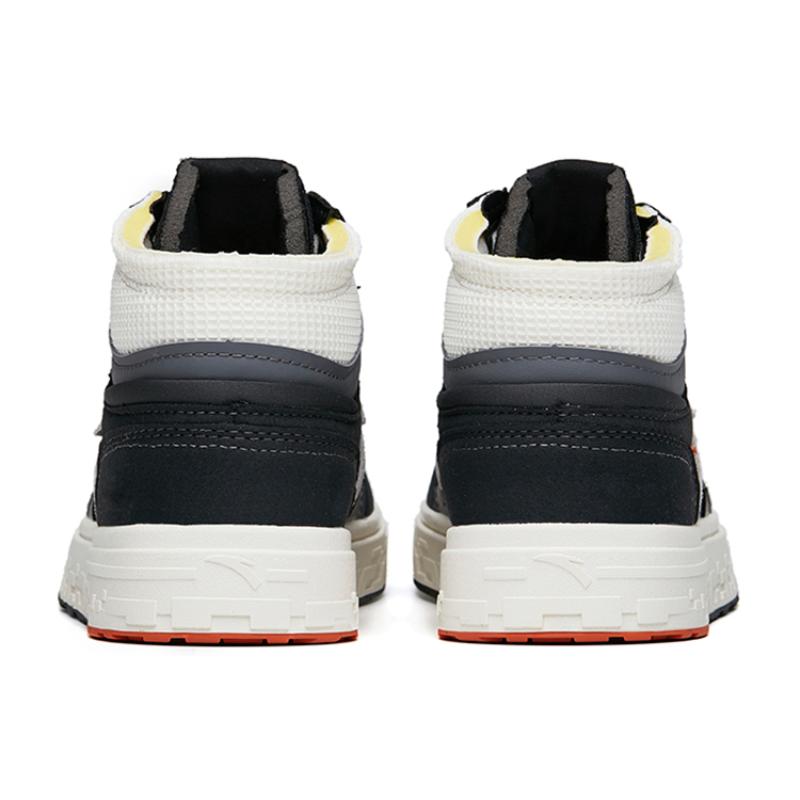 Anta Slip Resistant Shock Absorbers With Abrasion Resistant Properties Mid Top Skateboard Shoes Men's Black White Gray Sneakers 112218052-2
