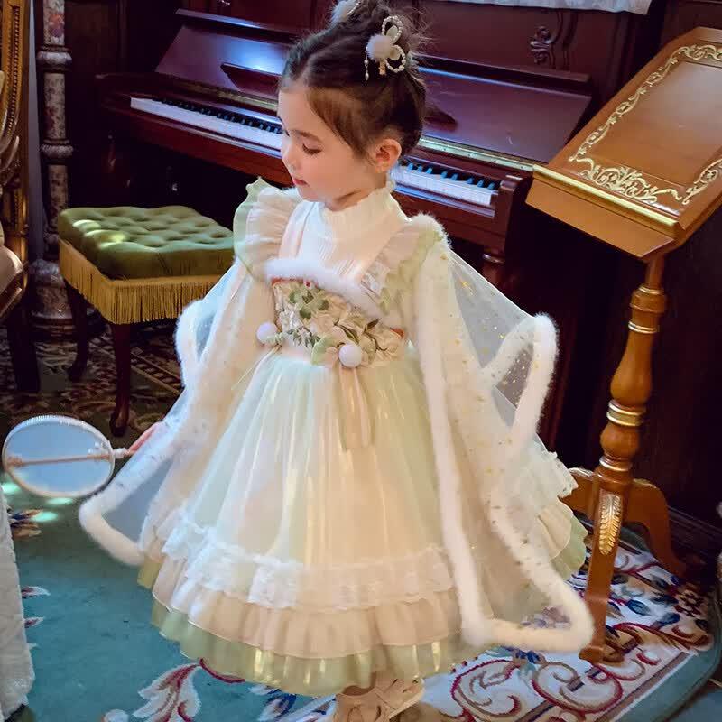 MIMIHELLO Girls  Winter Chinese Style Princess Dress 120cm
