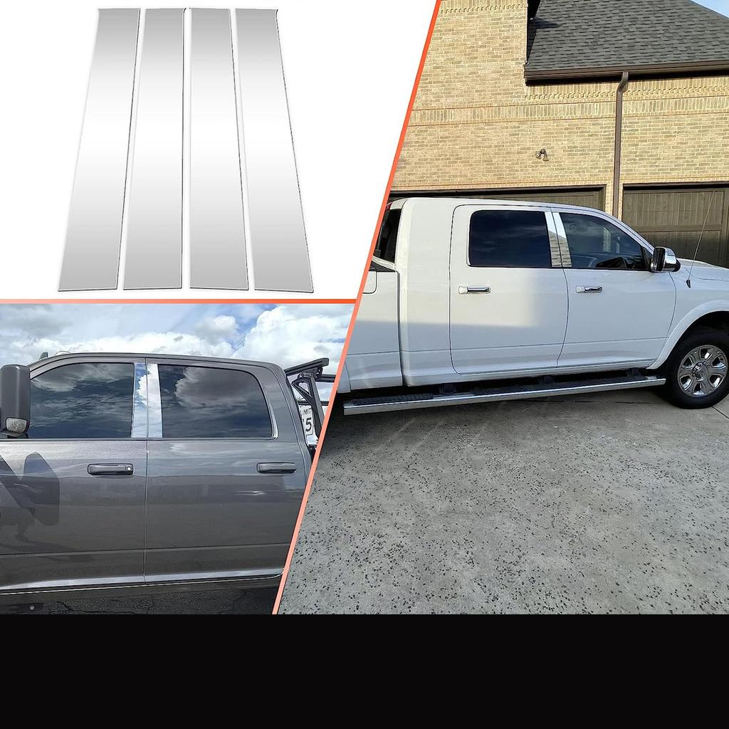 4pcs/set Car Pillar Posts Door Window Trim Cover Panel Stickers Accessories Exterior Parts Fit for Dodge Ram 1500/2500/3500/4500/5500 2009-2018