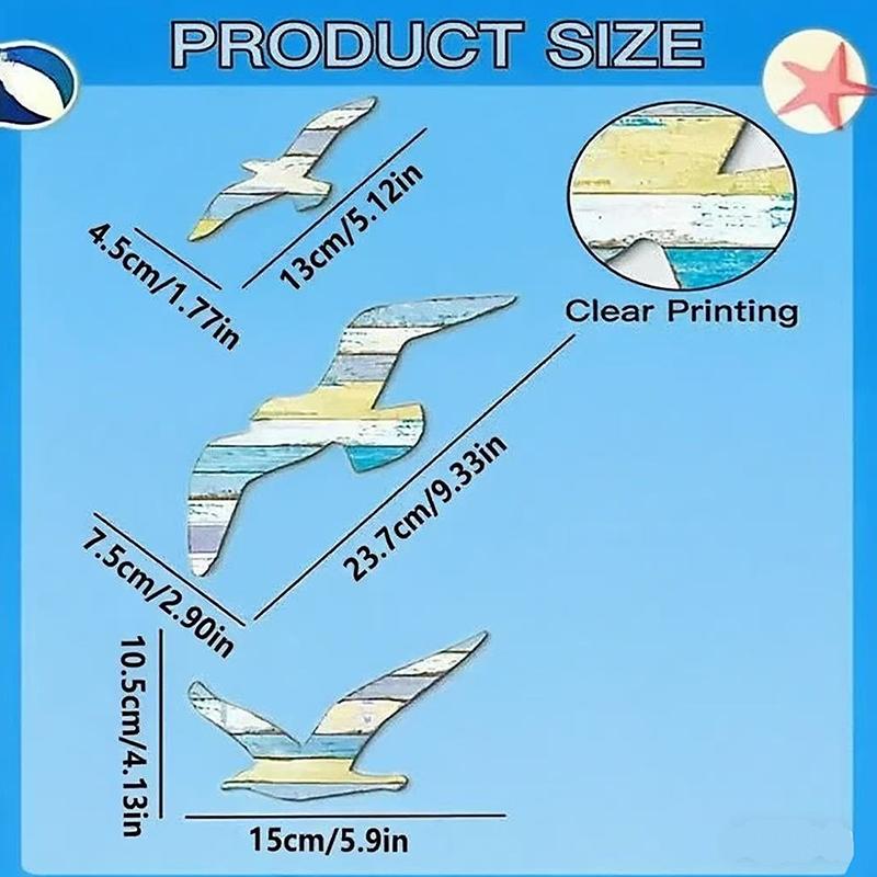 Retro Seagull Wall Decoration Set Wooden Seagull Ornament Room Decoration Living Room, Office Decor Items Home Decor Items