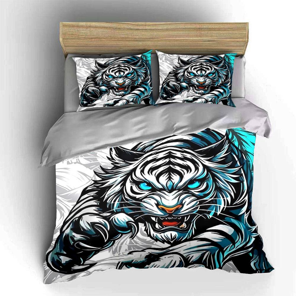 Fierce Tiger Art Decor Set Soft Comfortable Duvet Cover Bedding Set Included 1*Duvet Cover & 2*Pillowcases, Gift