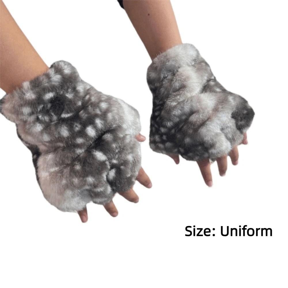 Trendy Thickened Deer Gloves Cold-proof Touchscreen Winter Gloves Warm Windproof Half-fingered Gloves Outdoor Activity
